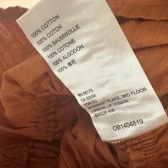 Free People Top Cropped Blouse Lace Up Boho Milkmaid Orange Size Extra Small - Picture 8 of 9